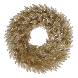 Vickerman 24&quot Plastic Fir Artificial Christmas Wreath in Champagne Gold