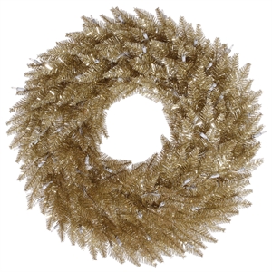 Vickerman 60&quot Plastic Fir Artificial Christmas Wreath in Champagne Gold
