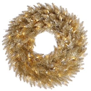 Vickerman 48&quot Fir Dura-lit LED Artificial Christmas Wreath in Champagne Gold