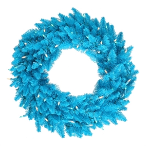 Vickerman 24&quot Plastic Fir Artificial Christmas Wreath in Sky Blue