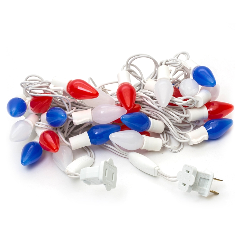 Vickerman 16' Opaque Ceramic C7 LED Christmas Light Set in Red/Blue