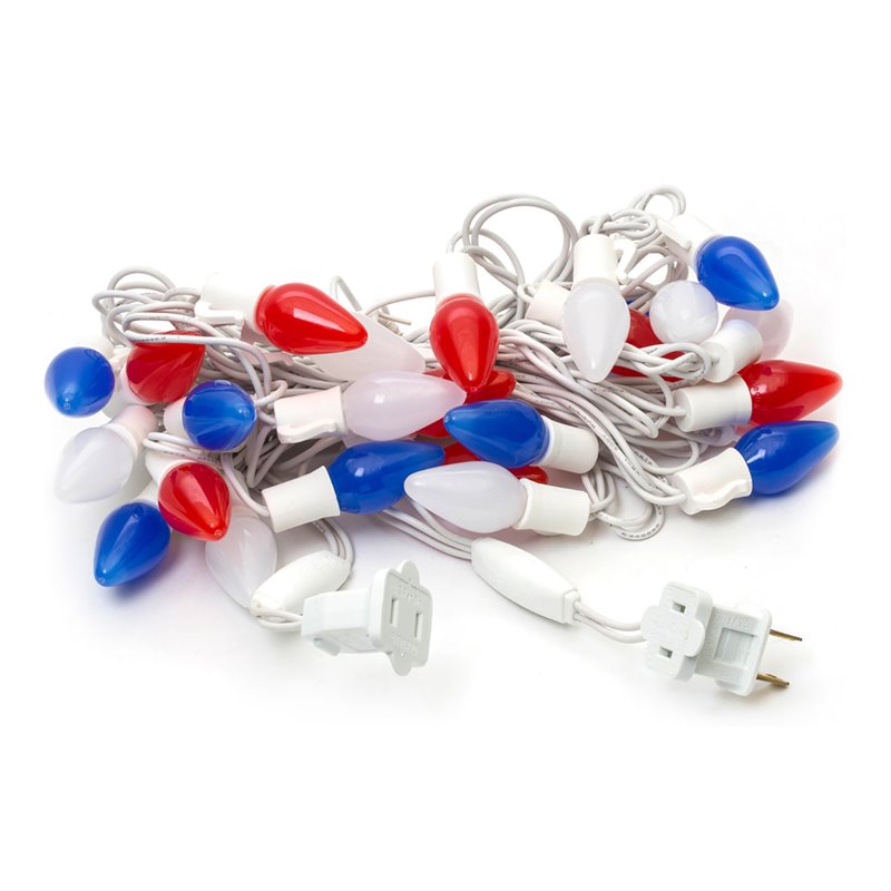Vickerman 16' Opaque Ceramic C7 LED Christmas Light Set in Red/Blue