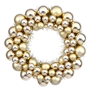 Vickerman 12&quot Contemporary Plastic Ball Wreath in Shiny and Matte Gold