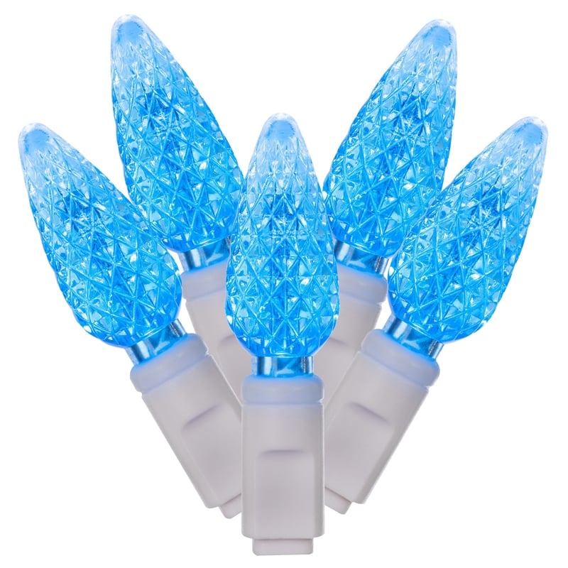 Vickerman 25' Color Box C6 LED Christmas Light Set in Teal Blue