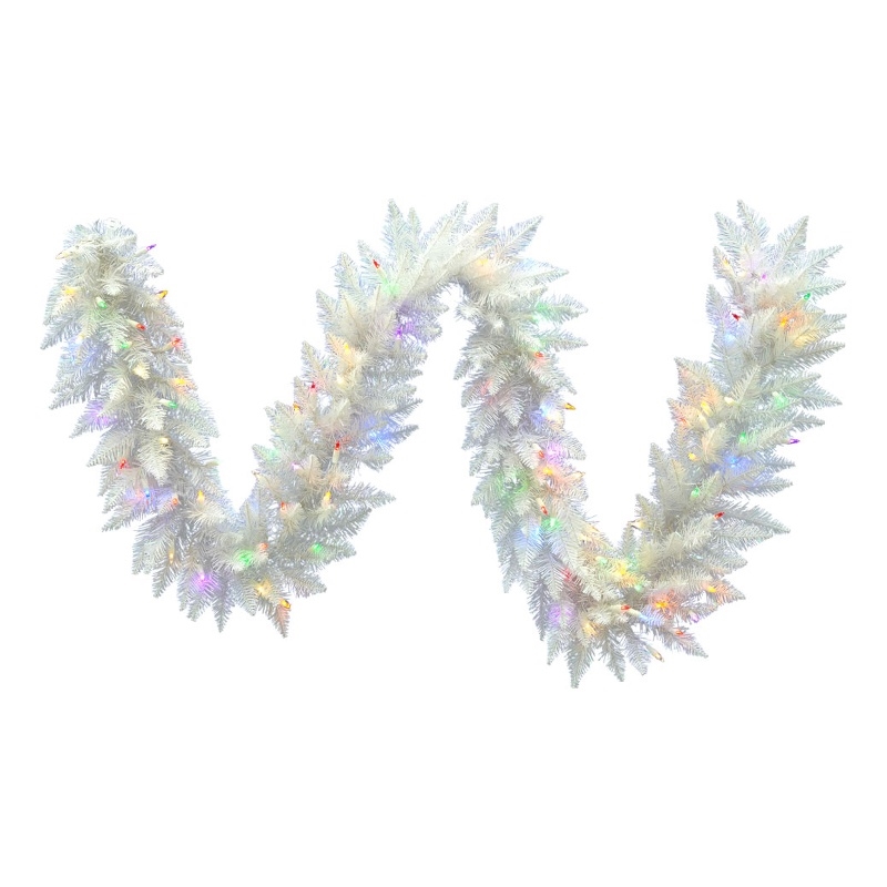 Vickerman 9' Multi-Color LED Artificial Christmas Garland in Sparkle White