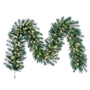 Vickerman 108&quot Cashmere Dura-lit LED Artificial Christmas Garland in Green/White