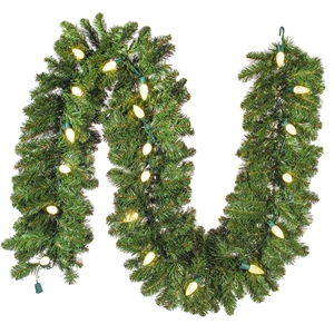 Vickerman 9'x18&quot Oregon Fir White LED Artificial Christmas Garland in Green
