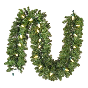 Vickerman 9'x18&quot Oregon Fir White LED Artificial Christmas Garland in Green