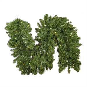 Vickerman 9'x24&quot Oregon Fir White LED Artificial Christmas Garland in Green