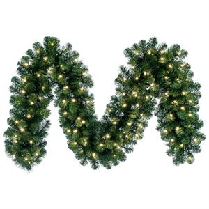 Vickerman 50'x14&quot Oregon Fir White LED Artificial Christmas Garland in Green