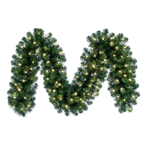 Vickerman 50'x14&quot Oregon Fir White LED Artificial Christmas Garland in Green