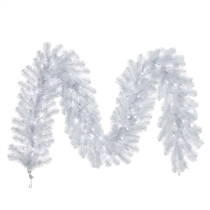 Vickerman 200 LED Lights Spruce Artificial Christmas Garland in Crystal White