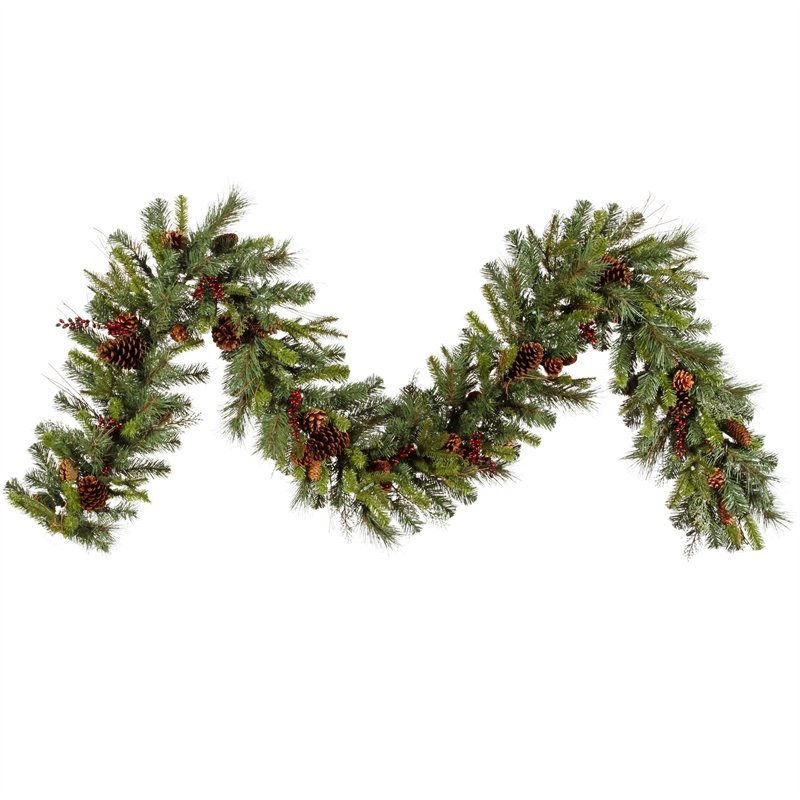 Vickerman 9' Cibola Mixed Berry Artificial Christmas Garland in Green
