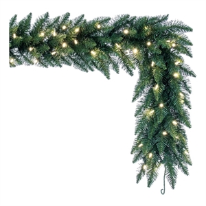 Vickerman 50'x14&quot Camdon Fir LED Lights Artificial Christmas Garland in Green