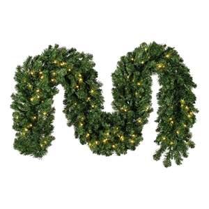 Vickerman 25'x18&quot Grand Teton Angle LED Artificial Christmas Garland in Green