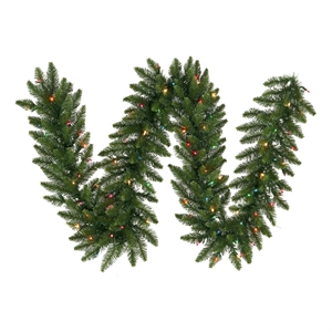 Vickerman 50'x14&quot Camdon Multi-Color LED Artificial Christmas Garland in Green
