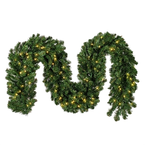 Vickerman 9'x18&quot Grand Teton Angle LED Artificial Christmas Garland in Green