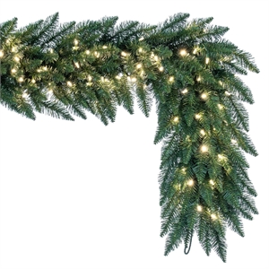 Vickerman 25'x20&quot Camdon Fir LED Lights Artificial Christmas Garland in Green