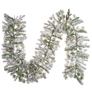 Vickerman 9' Kiana Artificial Christmas Garland in Flocked White/Green
