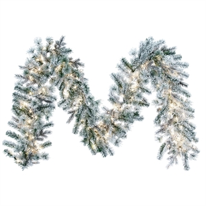 Vickerman 108&quot Kiana 3MM LED Artificial Christmas Garland in Flocked White
