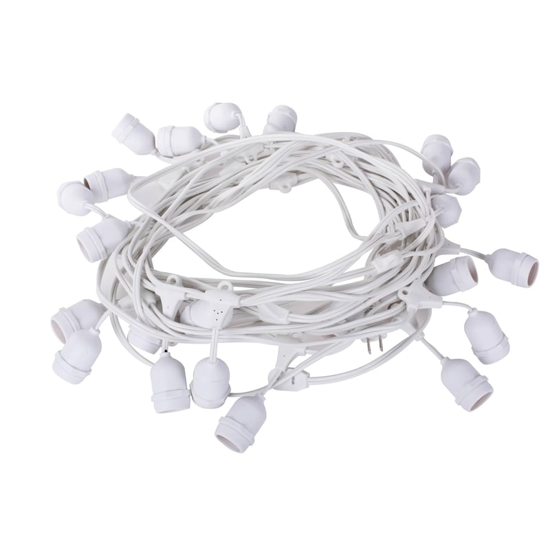 Vickerman Plastic 24 Medium Base E26 Socket Set with Wire in White