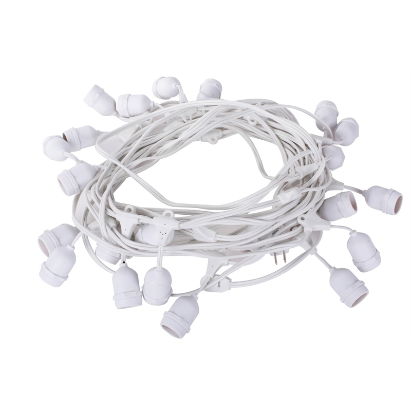 Vickerman Plastic 24 Medium Base E26 Socket Set with Wire in White