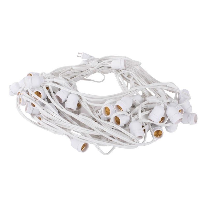 Vickerman Plastic 50 Medium Base E26 Socket Set with Wire in White