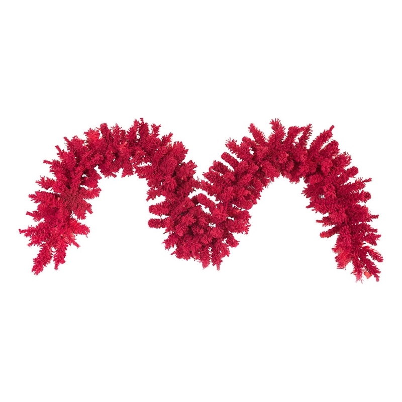 Vickerman 9' Plastic Fir Artificial Christmas Garland in Flocked Red