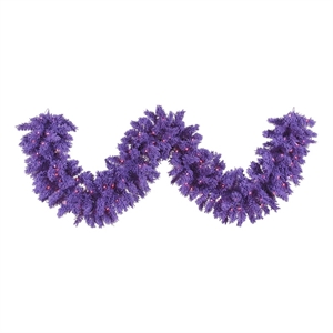 Vickerman 9'x14&quot Dura-lit LED Artificial Christmas Garland in Flocked Purple