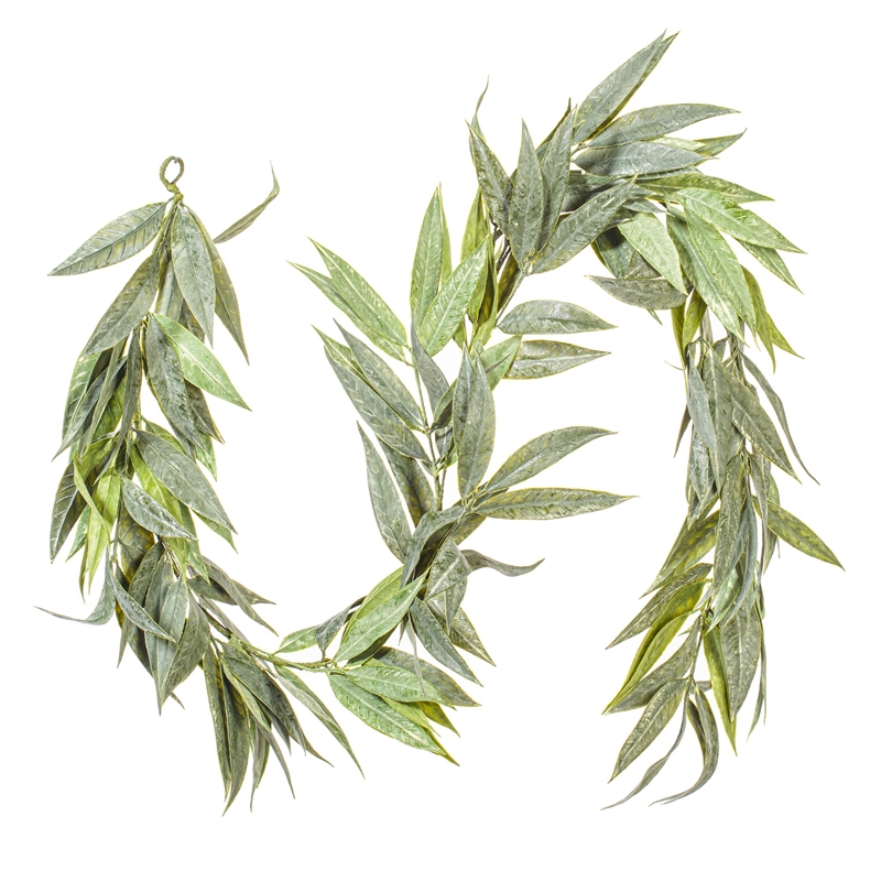 Vickerman 6' Plastic Artificial Muddy White Willow Garland in Green