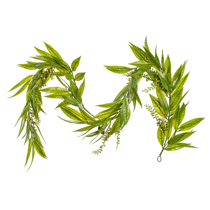 Vickerman 6' Plastic White Berries Artificial Willow Garland in Green
