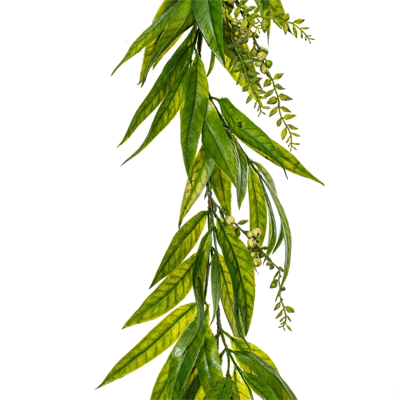 Vickerman 6' Plastic White Berries Artificial Willow Garland in Green