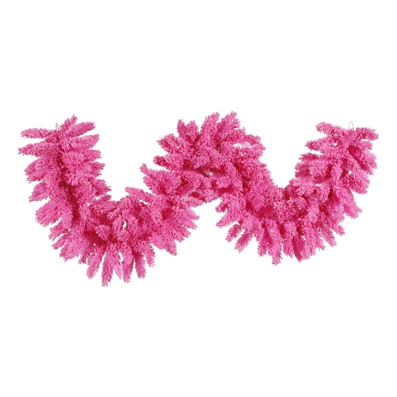 Vickerman 9' Plastic Fir Artificial Christmas Garland in Flocked Pink