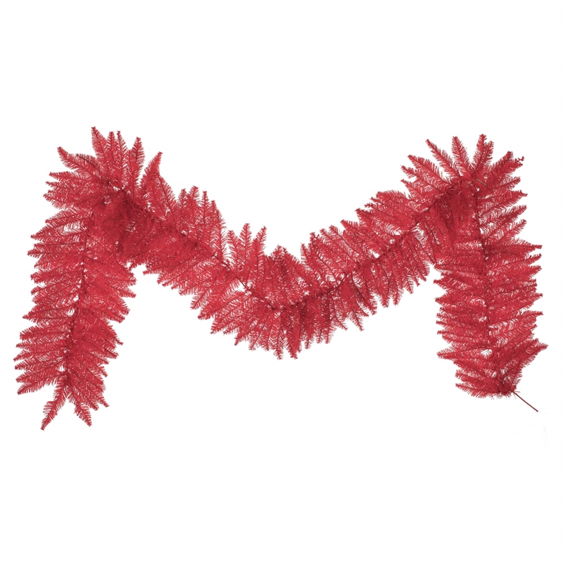 Vickerman 9' Plastic Fir Artificial Christmas Garland in Red