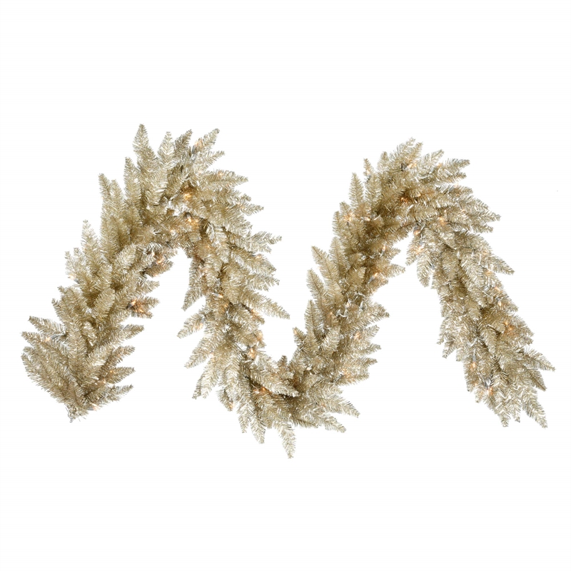 Vickerman 9' Plastic Artificial Christmas Garland in Champagne Gold