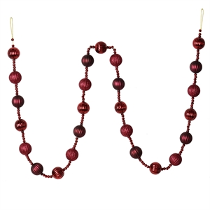 Vickerman 6' Plastic Stripe Ball Ornament Christmas Garland in Wine Red