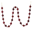 Vickerman 6' Plastic Stripe Ball Ornament Christmas Garland in Wine Red