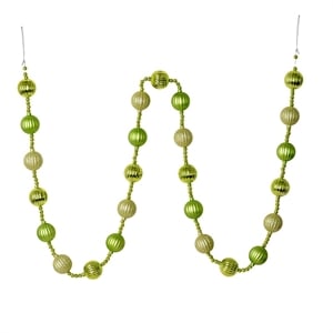 Vickerman 6' Plastic Stripe Ball Ornament Christmas Garland in Celadon Green