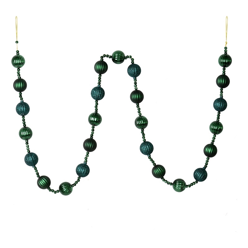 Vickerman 6' Plastic Stripe Ball Ornament Christmas Garland in Sea Blue/Green