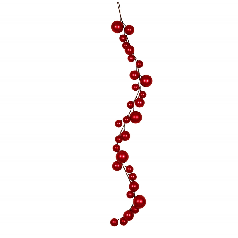 Vickerman 6' Plastic Christmas Ball Ornament Garland in Candy Red