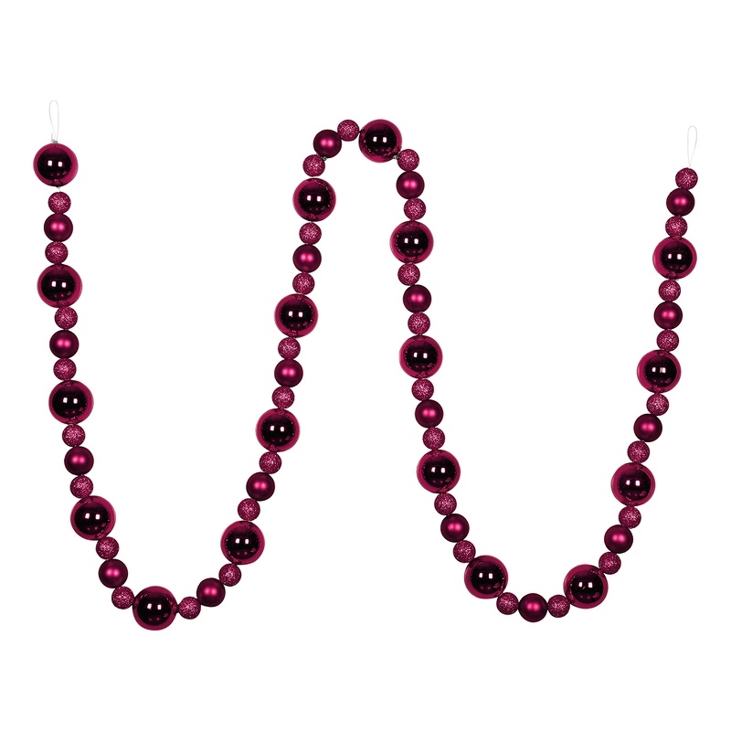 Vickerman 9' Plastic Assorted Christmas Ball Ornament Garland in Berry Red