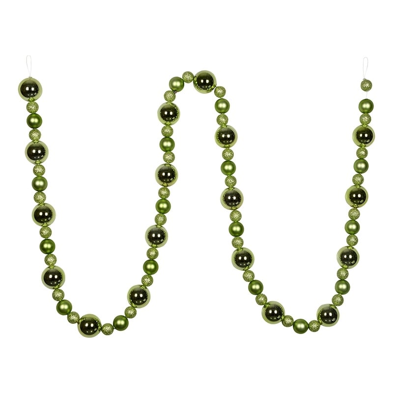 Vickerman 9' Plastic Assorted Christmas Ball Ornament Garland in Celadon Green