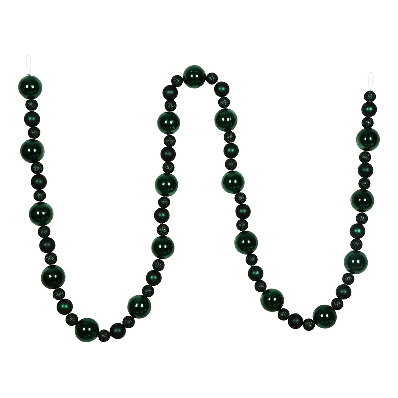 Vickerman 9' Plastic Assorted Christmas Ball Ornament Garland in Midnight Green