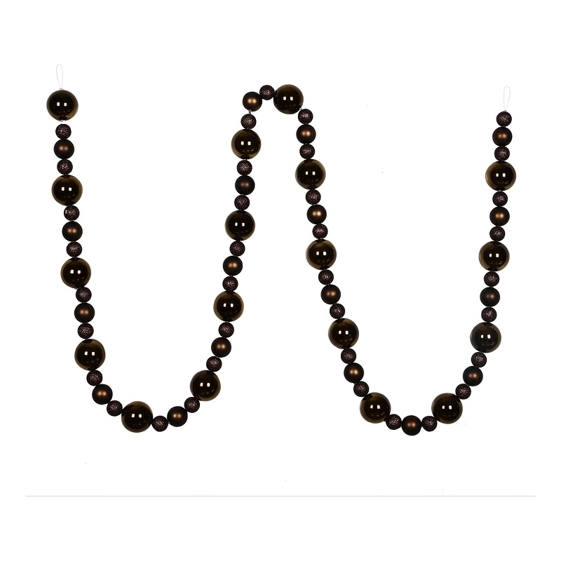 Vickerman 9' Plastic Assorted Christmas Ball Ornament Garland in Chocolate