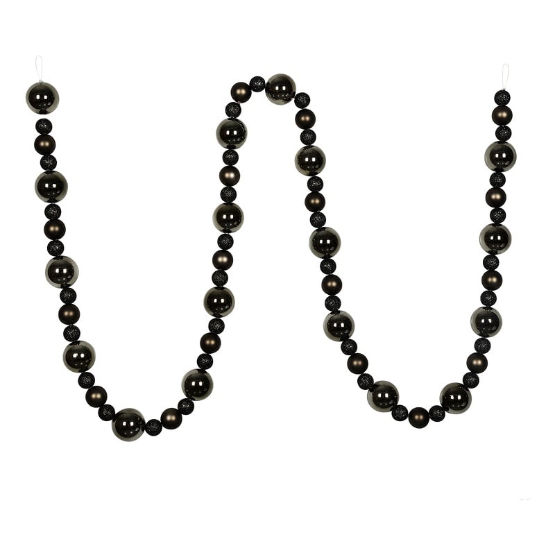 Vickerman 9' Plastic Assorted Christmas Ball Ornament Garland in Gunmetal Gray
