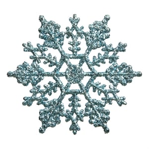 Vickerman 4&quot Glitter Snowflake Christmas Ornaments in Baby Blue (Set of 24)