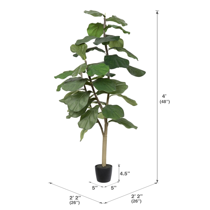 Vickerman 4' Artificial Green Potted Fiddle Tree.