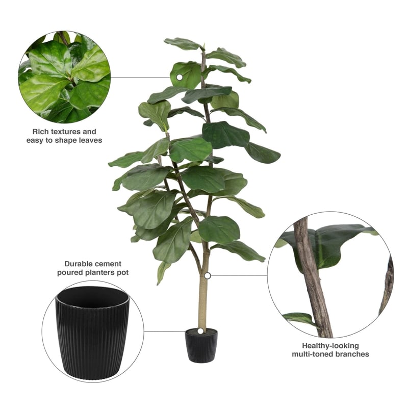 Vickerman 4' Artificial Green Potted Fiddle Tree.