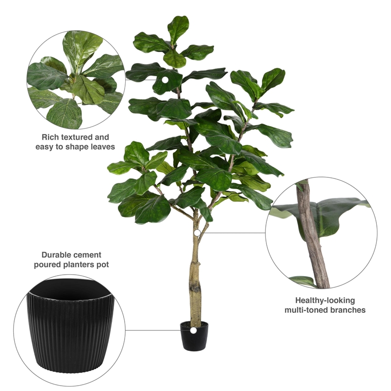 Vickerman 6' Artificial Green Potted Fiddle Tree.