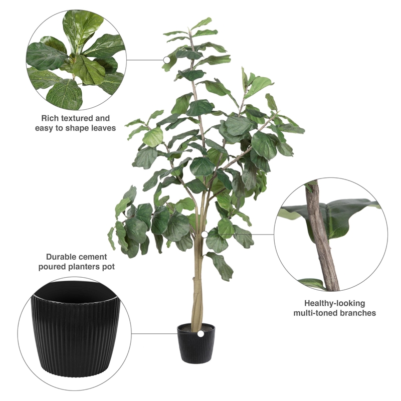 Vickerman 8' Artificial Green Potted Fiddle Tree.